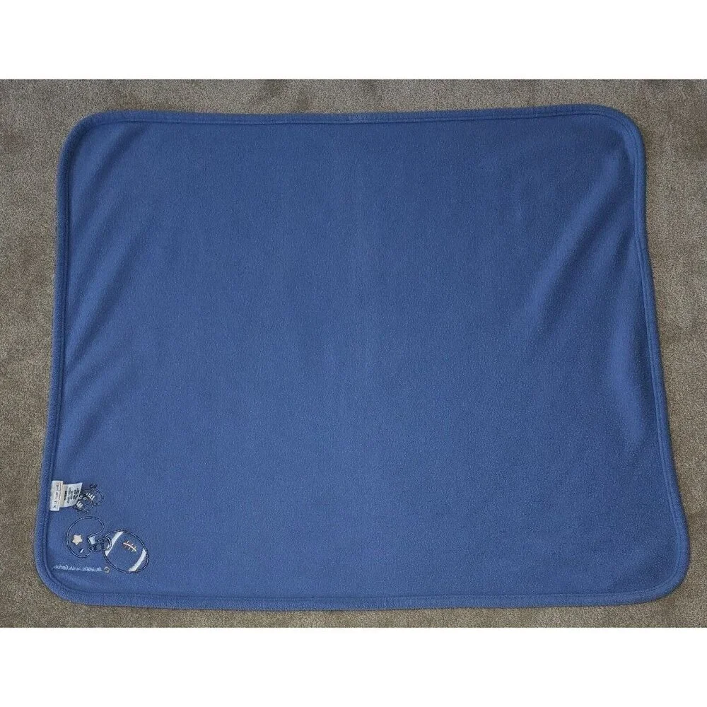 Carter's Just One Year Blue Fleece Baby Blanket Little Athlete Football READ